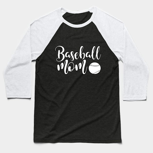 Baseball mom white letters with a baseball Baseball T-Shirt by TheBlackCatprints